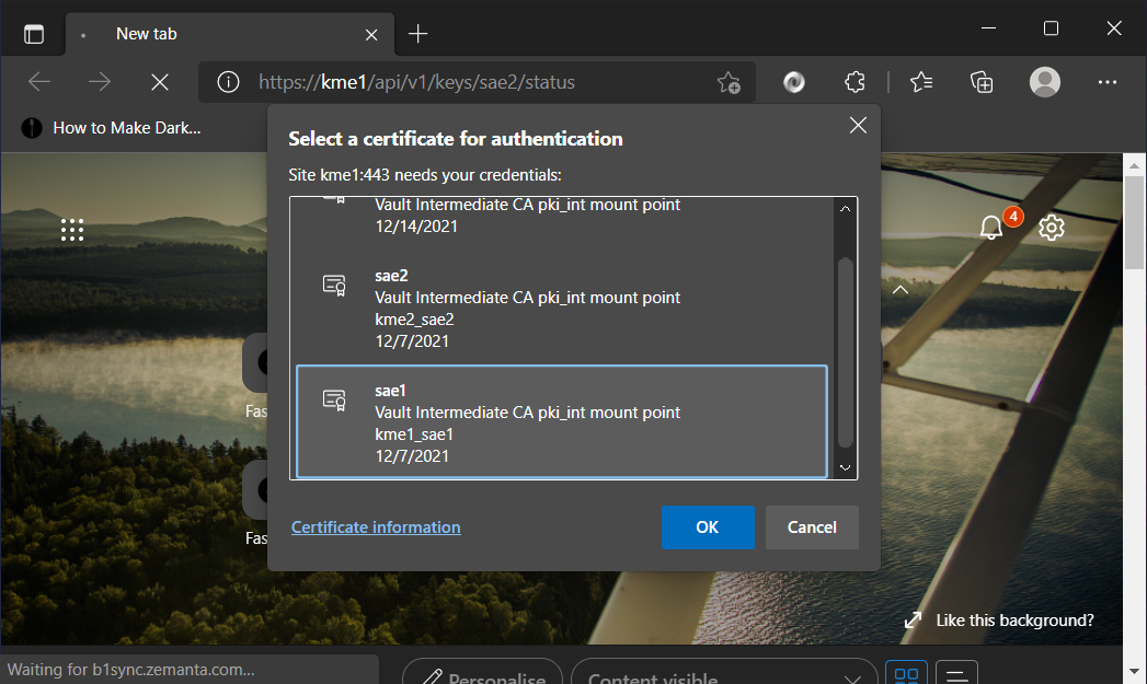 Choose certificate