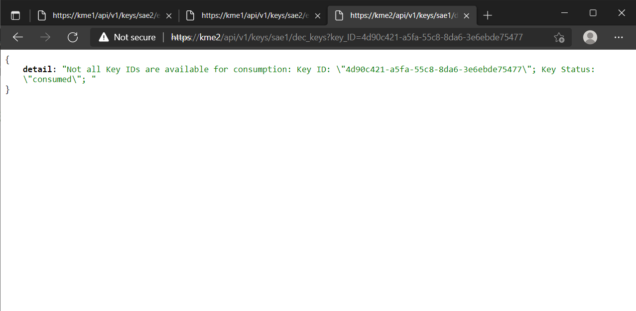 Second call of Get key with Key ID with the same key ID
